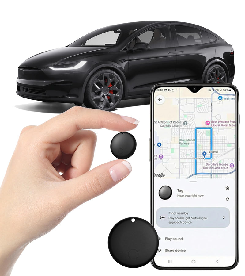 GPS Tracker for Vehicles - No Subscription Tracker Device for Vehicles, No Monthly Fee & SIM Card for Car Tracker Device Hidden for Android and iPhone, IP68 Waterproof, Safe & Durable, Small Graphite Black