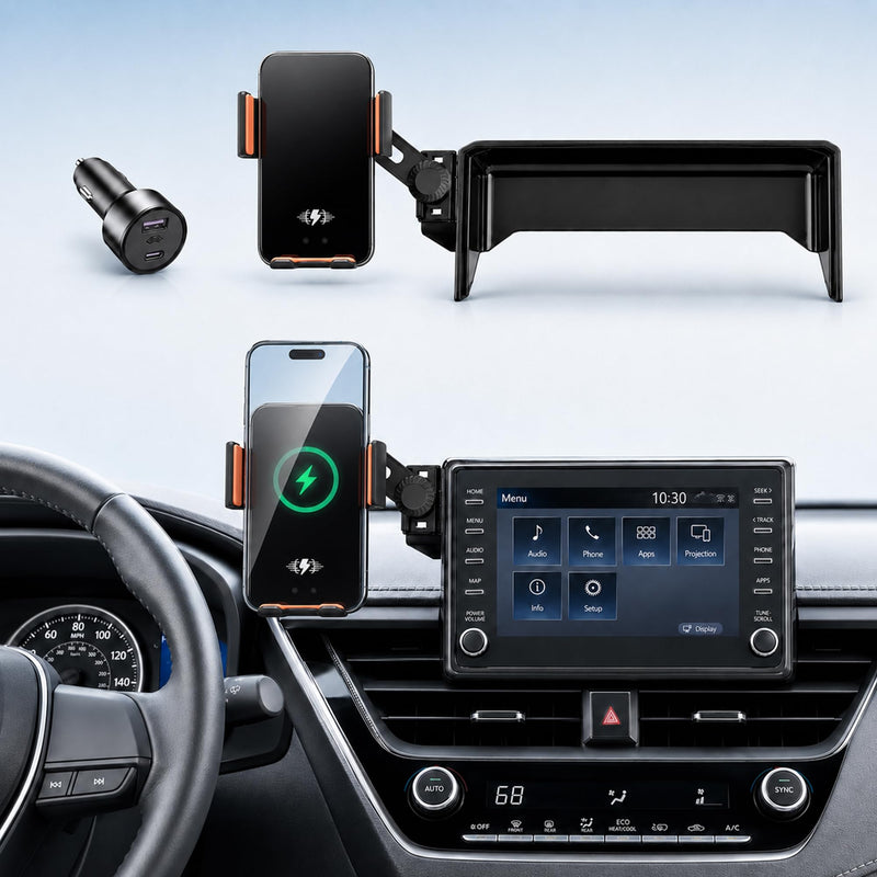 Car Phone Holder for 2019-2026 Toyota Corolla/Corolla Hatchback & 2022-2026 Corolla Cross Accessories, 8-Inch Screen Phone Mount with Up to 15W Fast Wireless Charging, Auto-Clamping, 360° Rotation