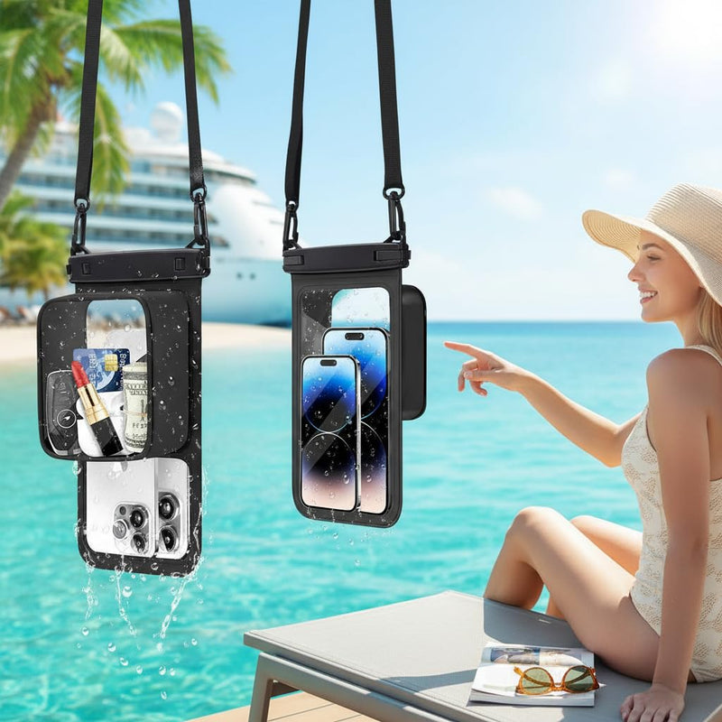 IPX8 Waterproof Phone Pouch, Large Space, up to 8.5" Black