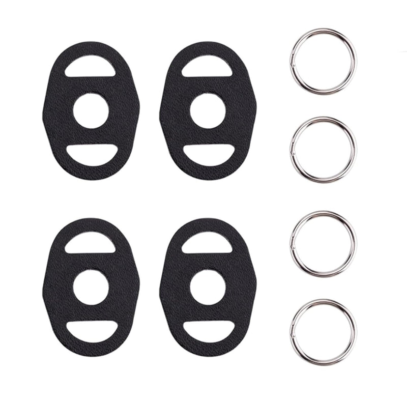 4pcs Stainless Steel Camera Strap Split O Ring Adapter with Leather Cover, for Belt Hook Lanyard for Camera Shoulder Strap