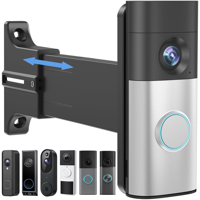 Adjustable 2" to 4.7" Doorbell Extender Mount for Ring Newest 2026 Battery/Blink/Tapo/Orbitell Video Doorbell, Universal Doorbell Angle Camera Mount, Brick Wall Mounting Bracket Holder for Wider View Ring doorbell mount