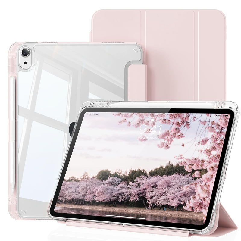 Kenke Case for iPad (A16) 11th/10th Generation 11''/10.9'' (2025/2022) | with Built-in right Side Pencil Holder，Shockproof Cover with Clear Back Shell，Anti-Yellow，Auto Wake/Sleep (Pink) Pink