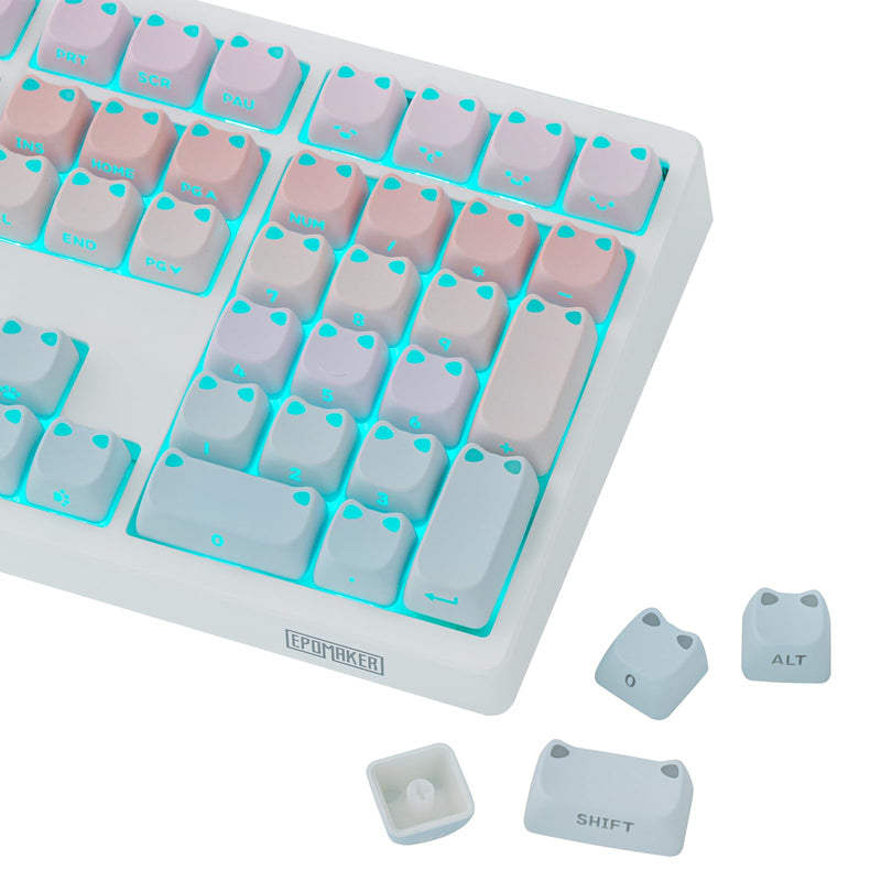 EPOMAKER Shimmeow Cute Cat Themed Keycaps Set for MX Mechanical Keyboard | 113 Keys, Shine Through, MAO Profile, PBT+PC Material, Compatible for 60%/65%/75%/TKL/96%/Full-Sized ANSI Layout (Nebula) Nebula