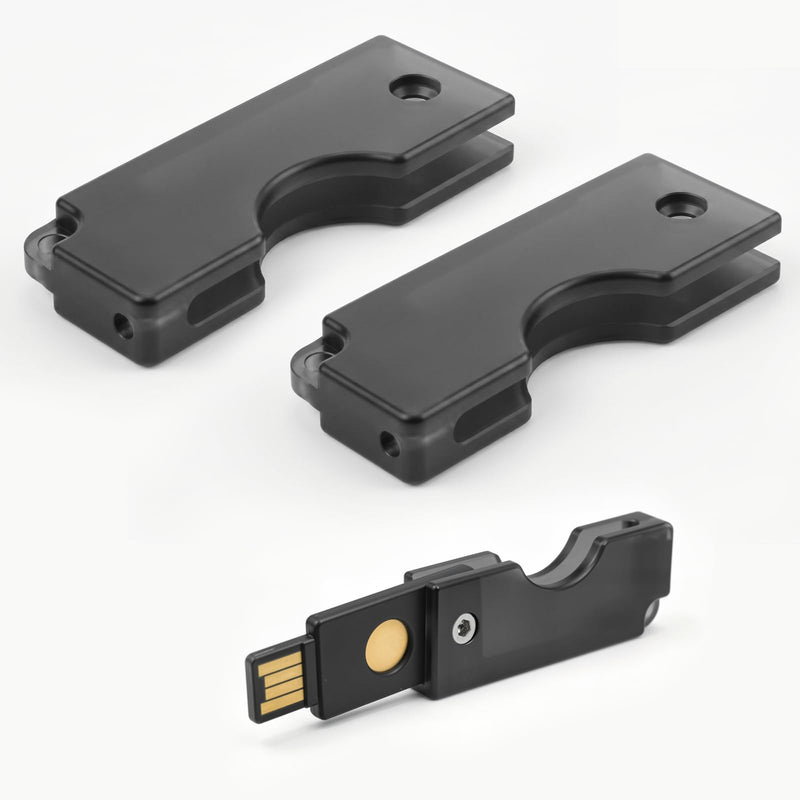 2 Pack PC Flip Holder Keychain Protective Cover Compatible with YubiKey 5 NFC, Hard PC Slide-Open Carrying Case, NFC-Friendly Tap-to-Use Security Key Protector, Lightweight Keychain Cover, Black 2 Pack