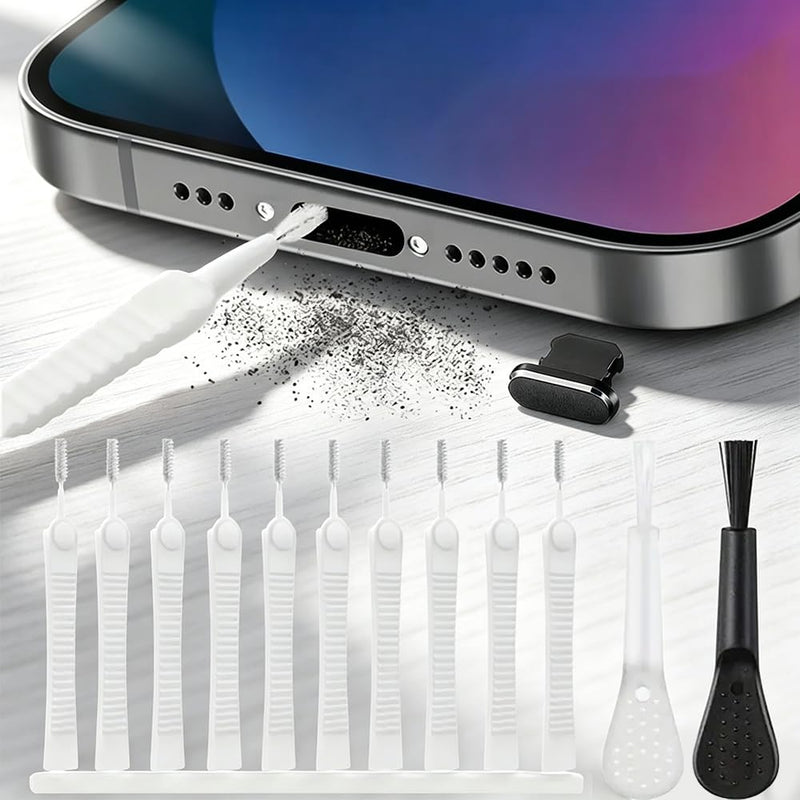 13Pcs Phone Port Cleaning Set, Multifunctional Brush Tool for Lightning Interface, Speaker and Speaker Holes, Cleaning Accessory for Smartphone Users, IP Black-iP