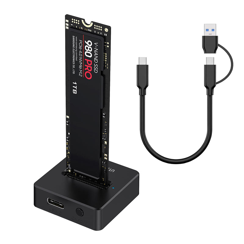 M.2 NVMe SSD Docking Station, 10Gbps USB 3.2 Gen 2 External Enclosure, PCIe SSD Dock to USB-C Adapter, Tool-Free, Supports M-Key 2230-22110 SSDs, Plug & Play (Not for SATA) Black-1-NVME