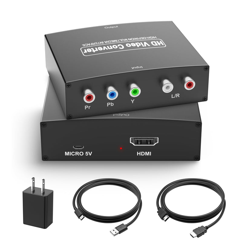Component to HDMI Converter, RGB Audio Adapter, YPbPr Video to HDMI 1080P | Legacy Device Compatibility, Plug & Play, Power Adapter Included, Aluminum Alloy Shell
