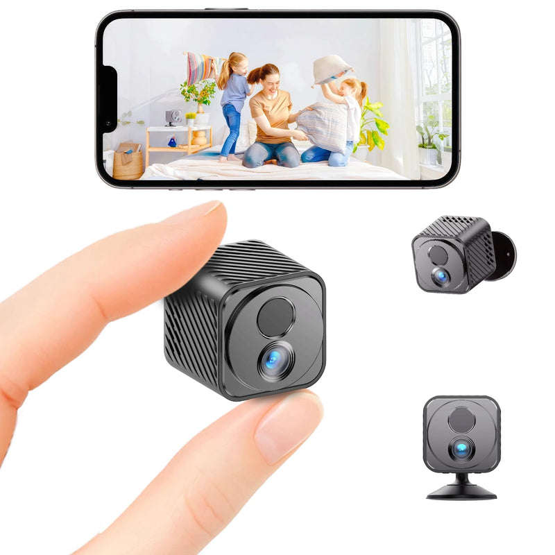 Mini Camera Wireless 4K WiFi Security Camera, Battery Powered PIR Alerts | 150° wide view for home, pet and office monitoring, 1200mAh rechargeable battery with up to 30-day standby and app control