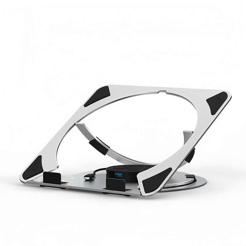 360° Rotating Laptop Stand, Aluminum Alloy Material, Built-in 3-in-1 USB Docking, USB 3.0 Interface for Team Collaboration and Online Teaching