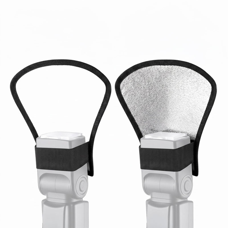 2 Piece Flash Diffuser Dual-Sided Macro Flash Diffuser Silver White | Reflector, Universal Speedlight Soft Light Modifier, for Camera