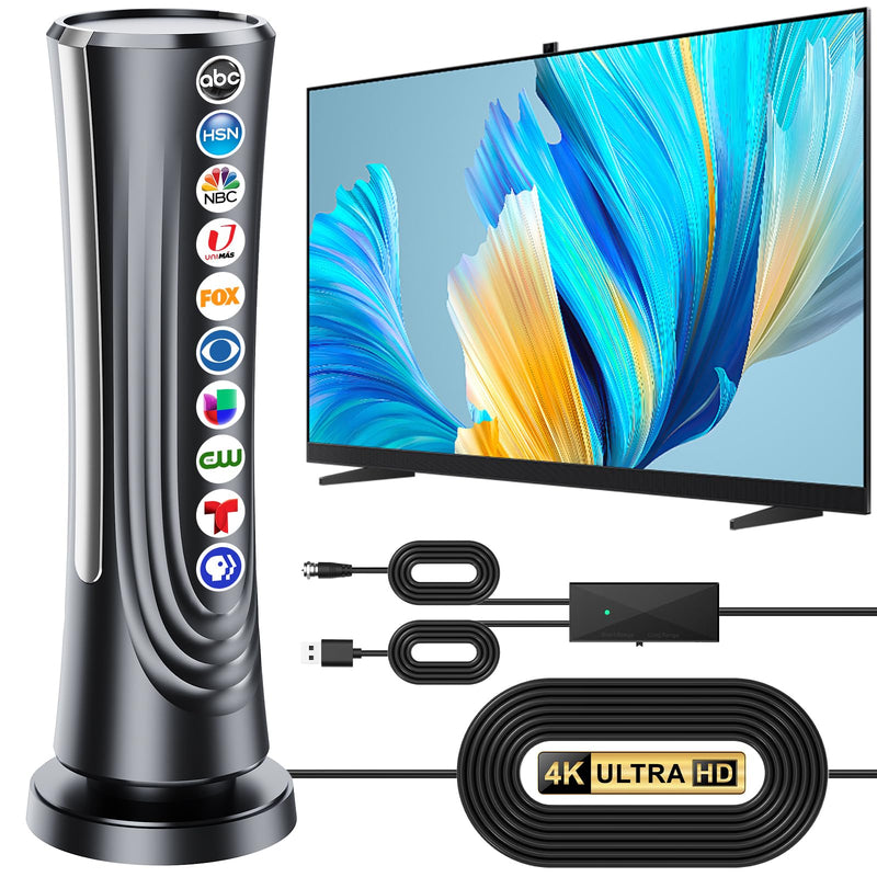 2026 TV Antenna for Smart TV Indoor 5000+ Miles Range-36FT Coaxial Cable | TV Antenna for Local Channels,Digital TV Antenna with Signal Booster Support 4K 8K 1080P All TVs-HDTV Antennas Easy Install Black