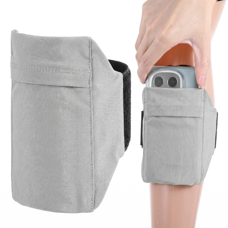 Leg Phone Holder, Thigh Phone Holder, Cellphone Leg Straps, Non Slip Ankle Wallet, Adjustable Smartphone Arm Pouch, Sports Armband for Equestrian, Jogger, Running, Workout, Hiking, Motorcycle (Gray)
