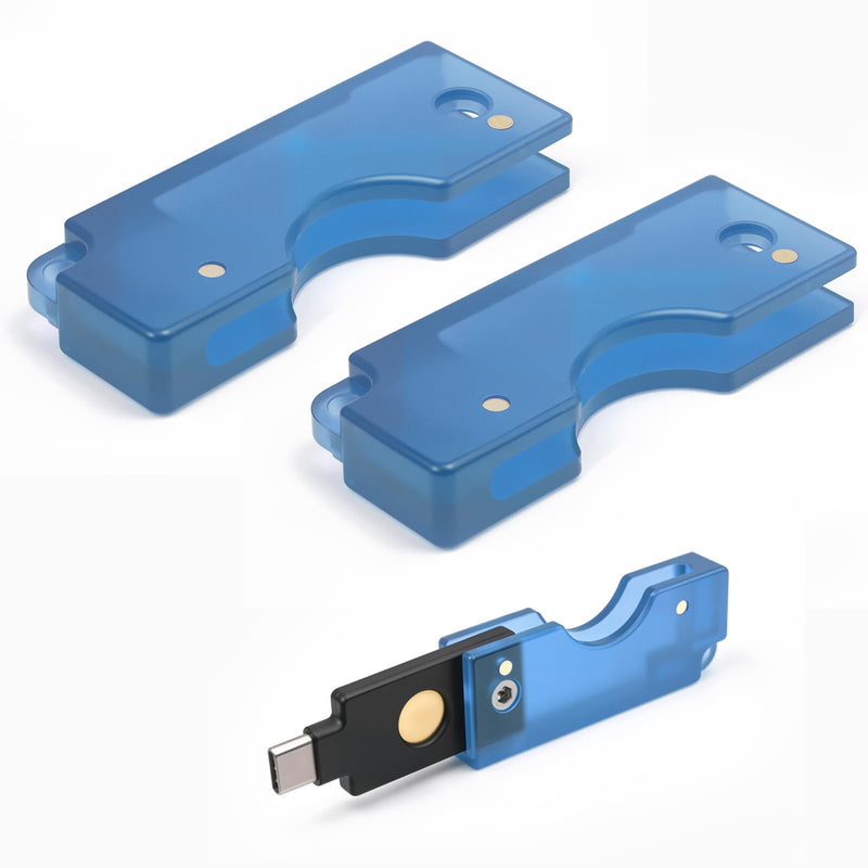 2 Pack Hard PC Flip Holder Protective Cover Compatible with YubiKey 5C NFC, Slide-Open USB-C Security Key Carrying Case, PC Shell for Tap-to-Use Convenience, Lightweight Keychain Protector,Blue Blue 2 Pack