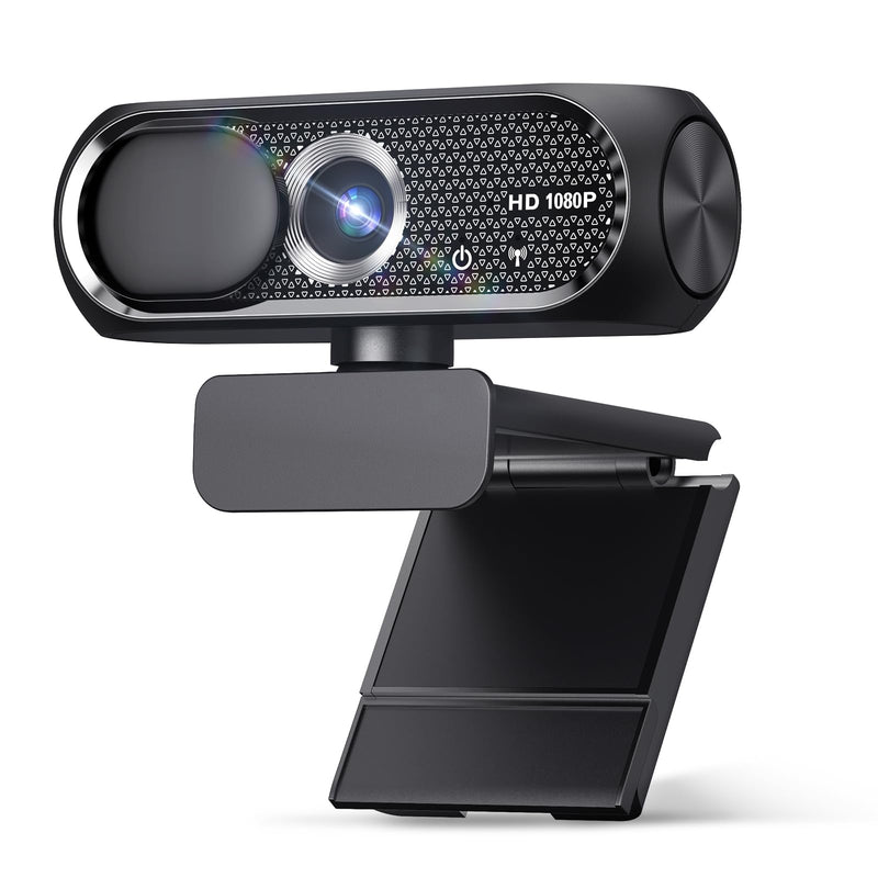 1080P HD Webcam with Microphone, Privacy Cover, Wide-Angle Lens, Plug & Play USB Webcam for Laptop, Desktop, PC, Mac, Zoom, Skype (Deep Black)