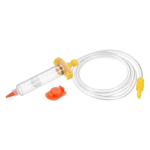 uxcell 10cc Air Tubing Glue Dispenser Syringes Kit, Syringes Connector Adapter Plastic Clear Tube Sleeve with Piston, End Cap, Top Hat for Industrial Glue Liquid Dispensing, Yellow