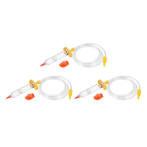 uxcell 3Pcs 10cc Air Tubing Glue Dispenser Syringes Kit, Syringes Connector Adapter Plastic Clear Tube Sleeve with Piston, End Cap, Top Hat for Industrial Glue Liquid Dispensing, Yellow
