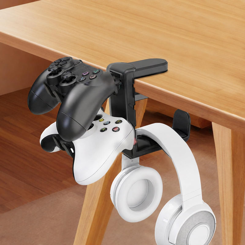 1 Rotating Headphone Stand 360 Swivel Adjustable Clamp On Desk Hanger Universal Gaming Office Accessories Black