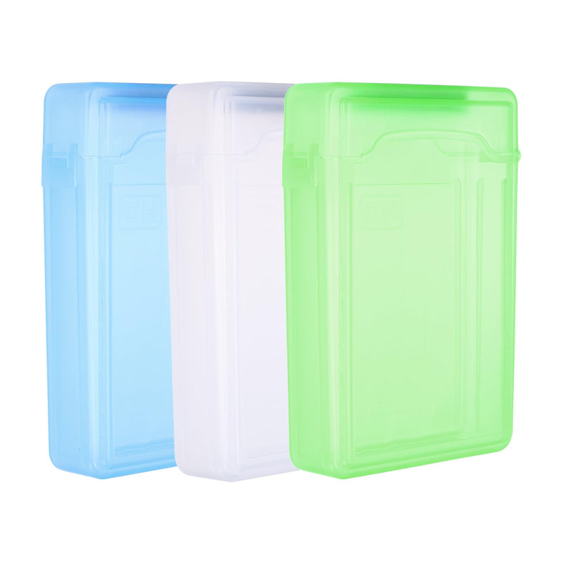 Generic 6.5" x 4.5" Hard Drive Disk Case, 1Set Plastic Hard Disk Storage Box Portable Anti-Static Case for 3.5" External SSD HDD, White/Green/Blue