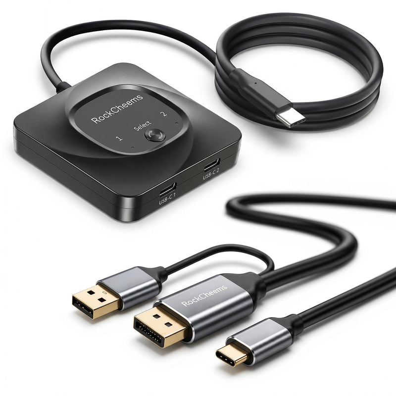 USB-C KVM Switch: Use Apple Studio Display/XDR with Windows PC & Mac, Displayport to USB-C Bridge, Supports Built-in Camera/Mic/Audio/PD, LG Ultrafine, ASUS ProArt, 5K@120Hz 6K@60Hz DP