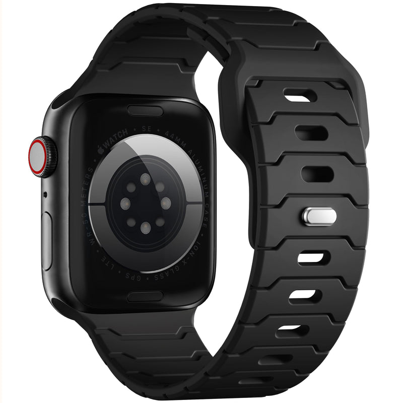 Sport Bands for Apple Watch Bands 44mm 49mm 46mm 45mm 42mm for iWatch Men | Grooved Silicone Band, for Apple Watch Ultra SE Series 11 10 9 8 7 6 5 4 3 2 1, Waterproof Sweatproof, Gym Workout to Office Black