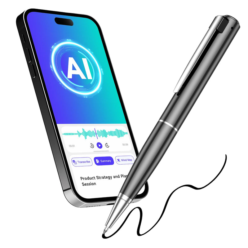 AI Voice Recorder, Note Ai Voice Recorder Transcription Summary & Mind Map, Ai Note Taking Device Supports 150 Languages, App Control, AI Recording Pen for Meetings, Lectures, Interviews, Calls Black