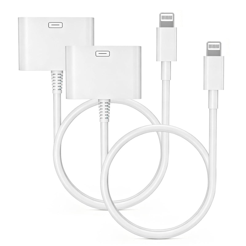 Lightning to 30 Pin Female Adapter for iPhone, 8 Pin to 30 Pin Cord 2 Pack | Apple MFi Certified, No Audio - 30 Pin Charging and Data Transfer Converter for iPhone 14 13 12 11 Xs X 8 7 6 5 4 iPad iPod