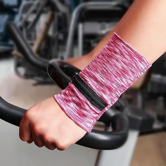 Wrist Pouch Wrist Wallet Sports Wristband Wallet with Zipper Pocket for Running Jogging Cycling Yoga Red