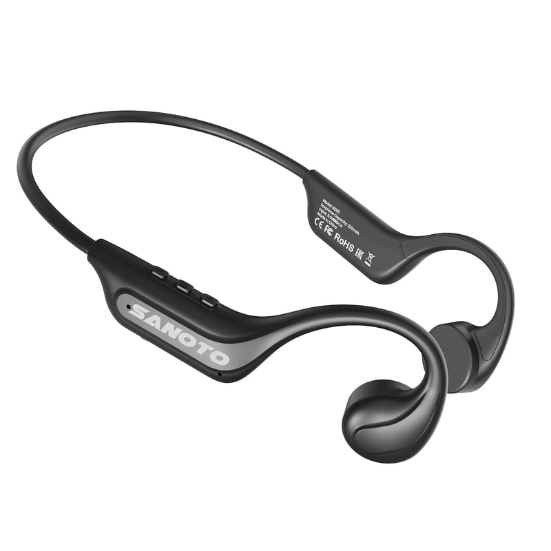 MONODEAL Bone Conduction Headphones Open Ear Bluetooth Running 10H | EQ Mode Switching Lightweight Bone Conduction Earbuds IP65 Waterproof Dark black