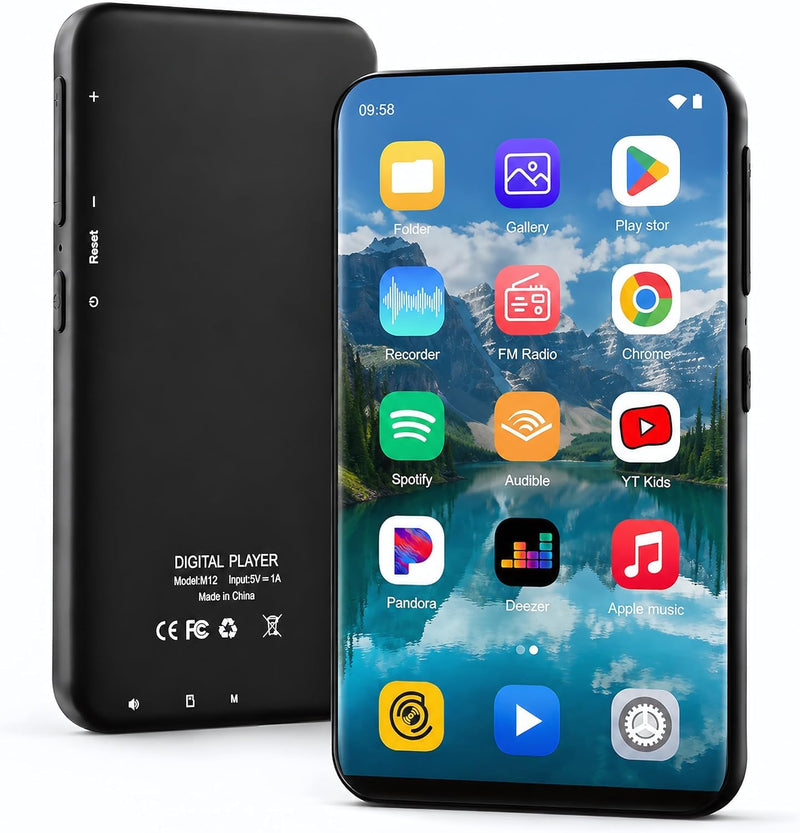 MP3 Player with Bluetooth and WiFi, 32GB Portable Music Player, Hi-Res Lossless Audio MP4 Player, 4.02 Inch HD Touchscreen, Supports Spotify, Amazon Music, Audible Black-80GB