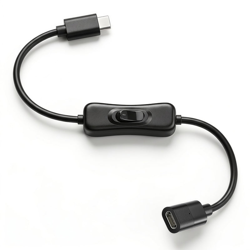 USB C on Off Switch (10gbps/100w/4k@60hz/1ft),USB C Cable with Switch Support Charging/Data/Audio/Video Transmission Compatibility with Most USBC Devices (Smartphones, Laptops,Monitors) 1Ft