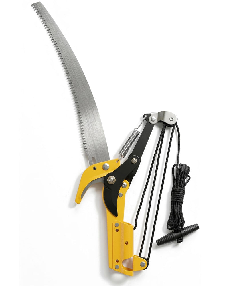 Tree Pruner Replacement Head, Pole Saw Trimmer Head with 3-Pulley System for Easy Cutting, 27Ft Heavy Duty Thickened Rope, Sharp SK5 Blade, for 1 inch Extension Poles