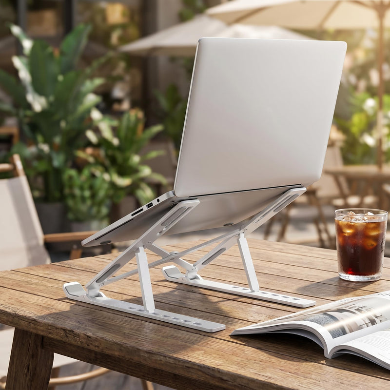 Ergonomic Laptop Stand, Plastic Laptop Riser, Portable and Adjustable Notebook Computer Holder Compatible,White White