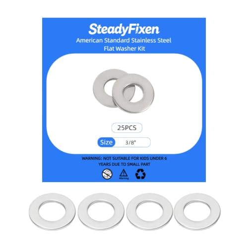 25PCS 3/8" Silver 316 Stainless Steel Marine Flat Washers Anti-Corrosion Fasteners 3/8" 25