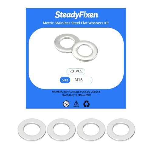 M16 x 30mm OD Flat Washer, 316 Stainless Steel Flat Washers, 20 Pcs M16