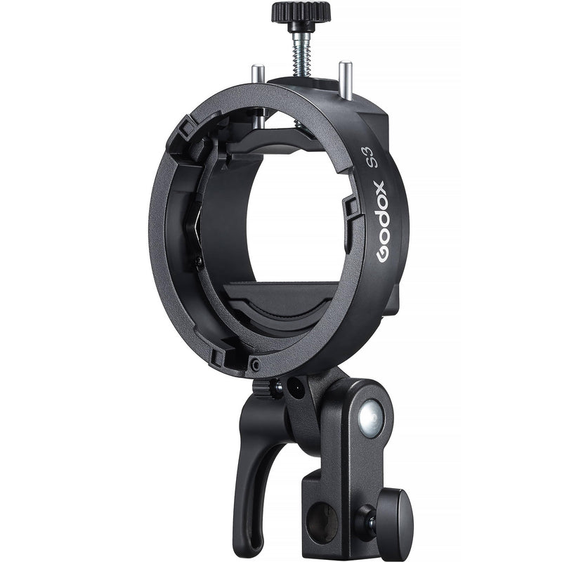 Godox Flash S3 Speedlite Bracket for On-Camera Flash, Adjustable Flash Mount with Bowens Mount Modifier Support for Softboxes and Reflectors, Lightweight Durable Design
