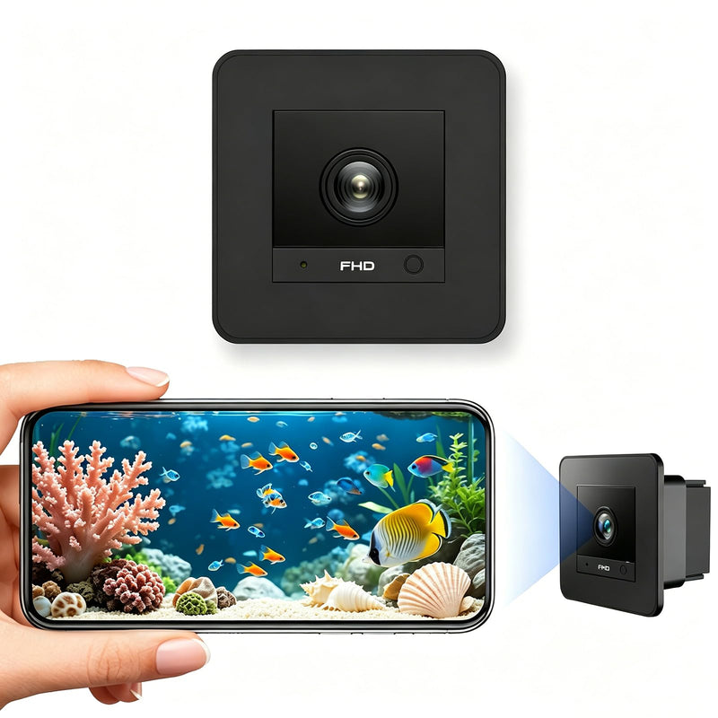 Aquarium Camera, 2K HD for Fish, Lizard, Reptiles Terrarium, 140° Wide-Angle with Anti-Glare, Night Vision, WiFi Pet Camera with AI Motion Detection, 2-Way Audio, 24/7 Cloud/SD Recording S20M1 (Black) Black