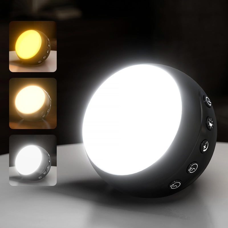 Wireless Light Therapy Lamp, 10000 Lux UV-Free Full-Spectrum Sun Lamp, 3 Color Temperatures, 5 Brightness, Timer, Rechargeable for Home Office Travel Black