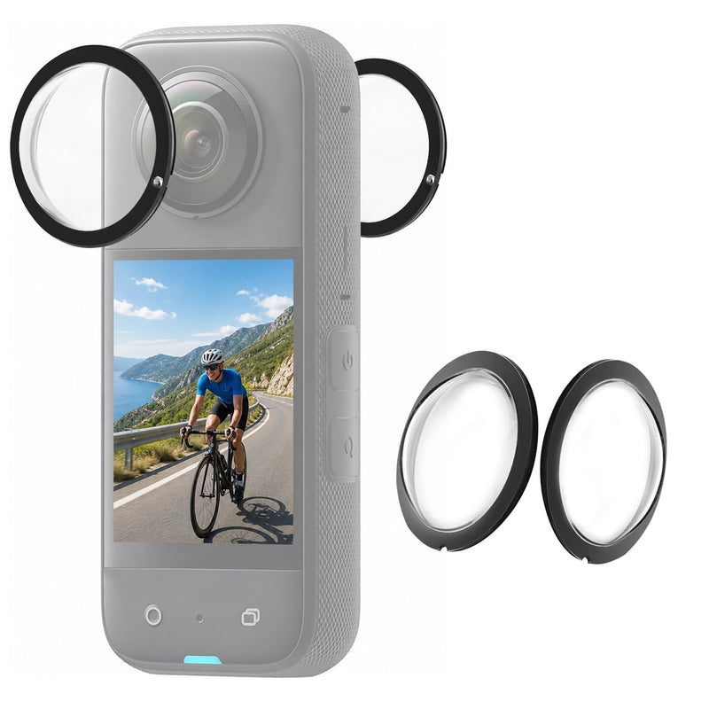 Sticky Lens Guard Custom fit for Insta360 X3, 2-Pack Protective Cover Cap with Anti-Reflective Coating, High Transparency 95% Light Transmission, Scratch-Proof Shockproof Dustproof, Easy Installation