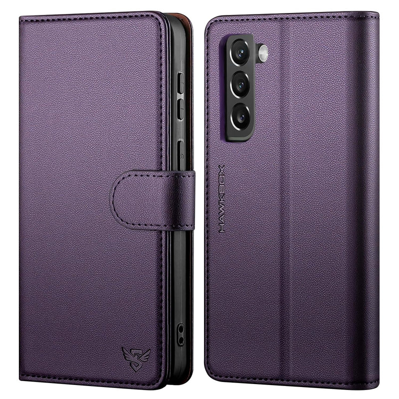 Compatible with Samsung Galaxy S22 5G Case Wallet with Card Holder [4 Card Slot] Women Men,RFID Blocking PU Leather Phone Case Flip Protector Cover Credit Card Slot Kickstand,Dark Purple Dark Purple Samsung Galaxy S22 5G - 6.1"