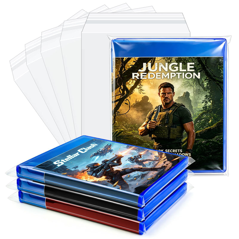 Blu Ray Video Sleeves, Video Game Protect Sleeves for PS4/PS5 DVD and Blu Ray Case Storage Bags, Media Protector Bags - 50 Pack