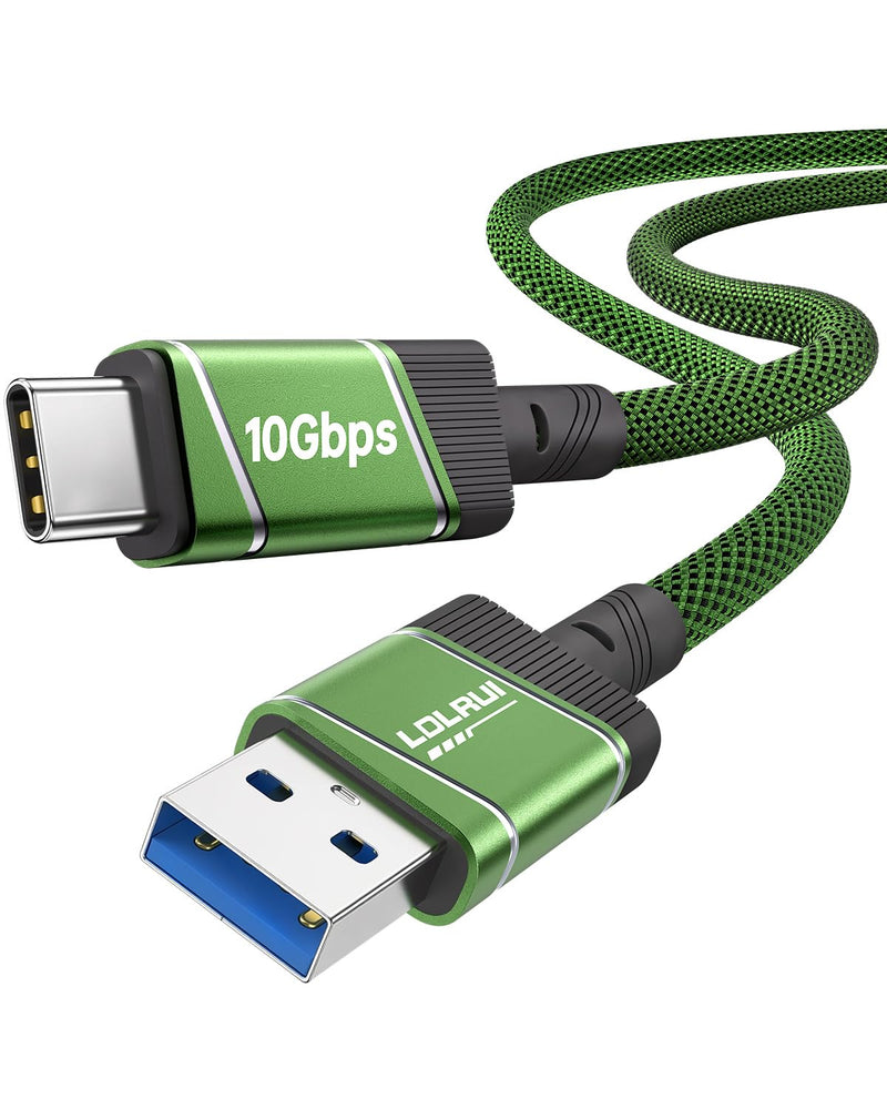 LDLrui USB A to USB C Cable 10Gbps USB 3.2 Data Cable 1Ft Green | 60W Fast Charging USB 3.2 Gen 2 Short Cable with High Speed Data Transfer for Portable SSD, Laptop, Phone, Tablet and USB Hub 0.3M 1