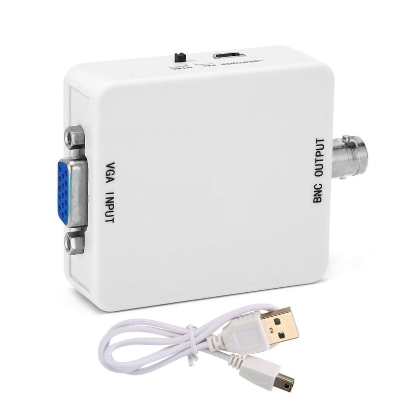 VGA to BNC Converter, 1920x1080@60Hz HD Video Adapter with Audio Input, PAL/NTSC Plug and Play for TV, Home Theater, Video Conferencing