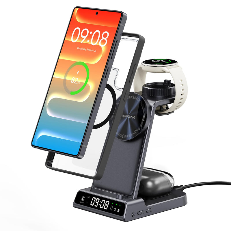 Charger for Garmin Watch, 3 in 1 Magnetic Charging Station for Samsung S26 | For Fenix, Venu, Forerunner, vivoactive, Instinct, Magnetic Charger for Galaxy Phones, for Galaxy Buds3/3 Pro, No Adapter