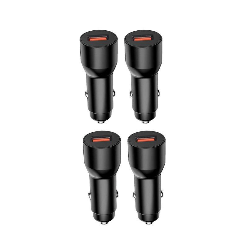 4 Pack Black Single USB-A Car Charger, Mini Car Cigarette Lighter Charger, No Charging Cables Included