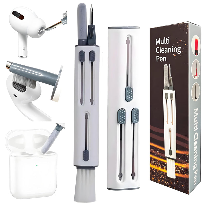 Cleaner Kit for Airpods Pro Series - Multi-Function Cleaning Pen Tool for Earbuds 3 2 1 Headphone iPhone Camera Electronic Devices, with Soft Brush Flocking Sponge, White