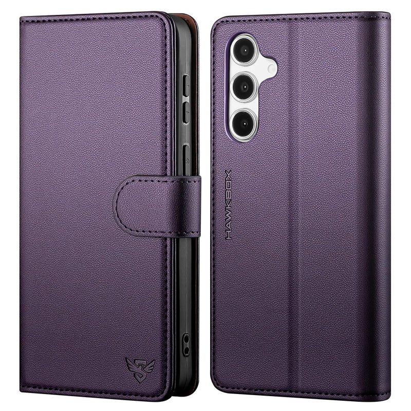 Compatible with Samsung Galaxy S25 5G Case Wallet with Card Holder [4 Card Slot] Women Men,RFID Blocking PU Leather Phone Case Flip Protector Cover Credit Card Slot Kickstand,Dark Purple Dark Purple Samsung Galaxy S25 5G - 6.36"