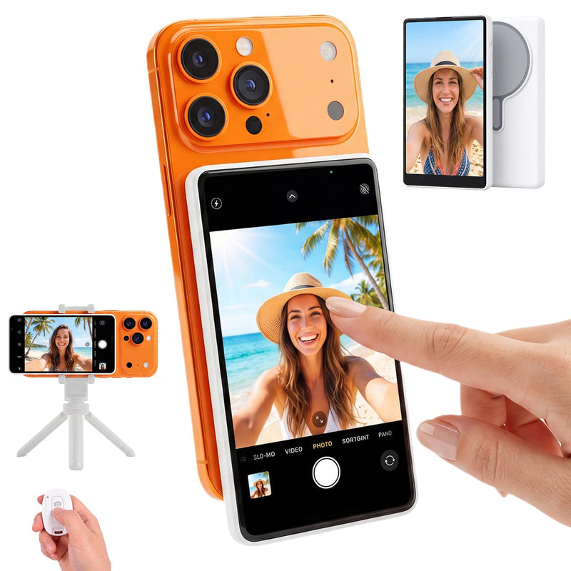 Selfie Monitor Screen iPhone,Magnetic Back Camera Monitor with Touch Screen | Wireless Magnetic Selfie Screen for Selfie,Vlog,Live Stream,180° Rotation,P2P Connect,Compatible with iPhone & Android