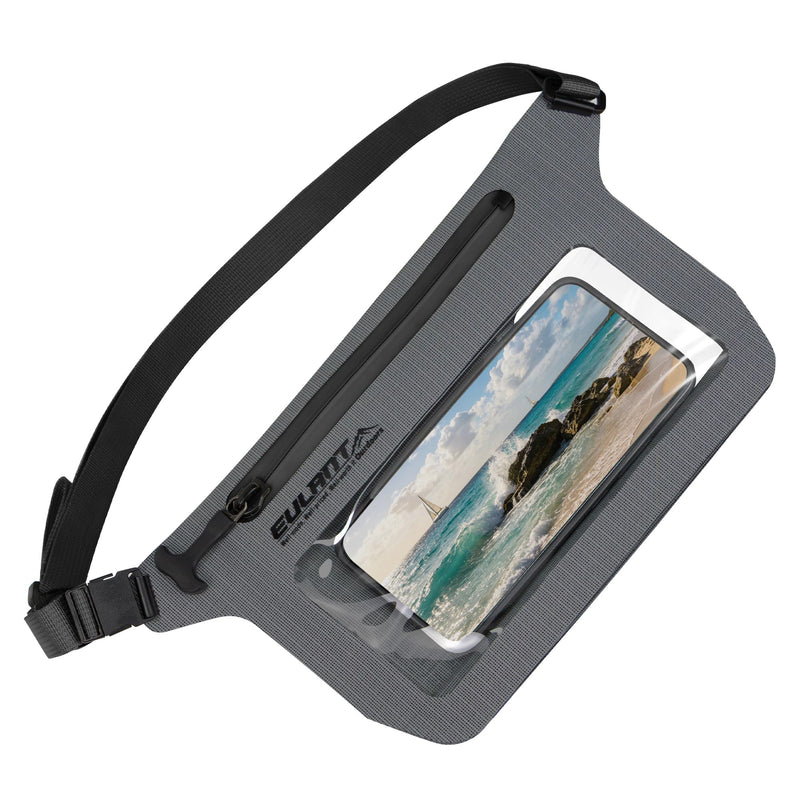 EULANT IPX8 Waterproof Phone Pouch,Reusable Fanny Pack Dry Bag | Fanny Pack Dry Bag with Screen Touch Sensitive for Beach Swimming,Boating,Kayaking,Rafting Dark Gray 1 PC