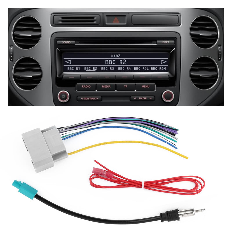 Car Radio Wiring Harness Kit,Aftermarket Car Radio Wire Harness Kit Compatible with Chrysler Jeep Dodge,Cars Stereo Wiring Harnesses Kits with Antenna Adapter & Butt Connectors