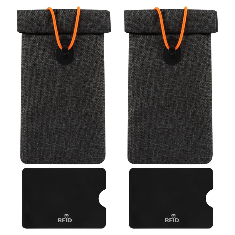 2 Pcs Faraday Bag for Phones, GPS & Signal Blocking Pouch Black | RFID Privacy Protection Case with Card Sleeve - Black Signal Blocking Bag for Personal Security